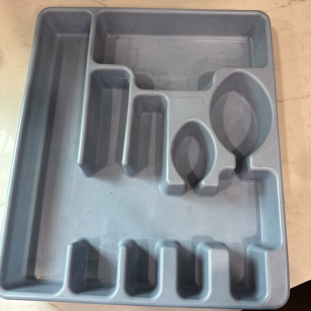 Vintage Rubbermaid Utensil Cutlery Tray Drawer Organizer Tan Plastic
